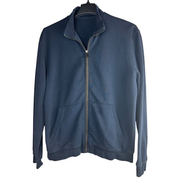 Ermenegildo Zegna Full Zip Up Suede Trim Sweatshirt Navy Sweater Jacket Men's XL - Picture 3 of 16